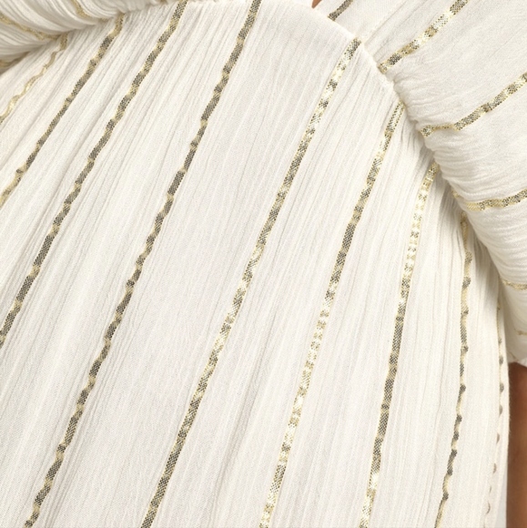 Lulu's Goddess Vibes Ivory Gold Striped Dolman Sleeve Maxi Dress - Picture 5 of 5